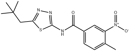 3-nitro-4-methyl-N-(5-neopentyl-1,3,4-thiadiazol-2-yl)benzamide 结构式