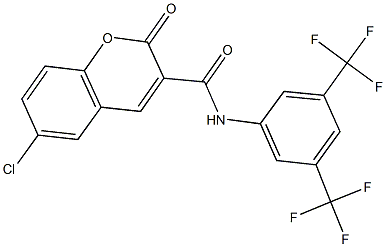 N-[3,5-bis(trifluoromethyl)phenyl]-6-chloro-2-oxo-2H-chromene-3-carboxamide 结构式