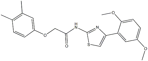 N-[4-(2,5-dimethoxyphenyl)-1,3-thiazol-2-yl]-2-(3,4-dimethylphenoxy)acetamide 结构式