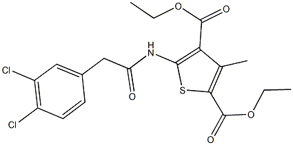 diethyl 5-{[(3,4-dichlorophenyl)acetyl]amino}-3-methyl-2,4-thiophenedicarboxylate 结构式