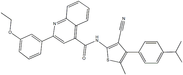 N-[3-cyano-4-(4-isopropylphenyl)-5-methyl-2-thienyl]-2-(3-ethoxyphenyl)-4-quinolinecarboxamide 结构式