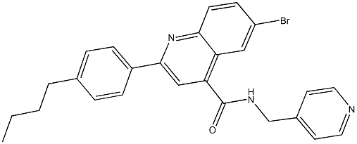 6-bromo-2-(4-butylphenyl)-N-(4-pyridinylmethyl)-4-quinolinecarboxamide 结构式