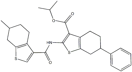 isopropyl 2-{[(6-methyl-4,5,6,7-tetrahydro-1-benzothien-3-yl)carbonyl]amino}-6-phenyl-4,5,6,7-tetrahydro-1-benzothiophene-3-carboxylate 结构式