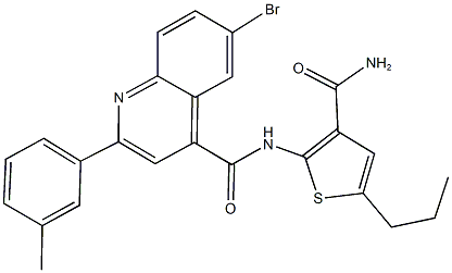 N-[3-(aminocarbonyl)-5-propyl-2-thienyl]-6-bromo-2-(3-methylphenyl)-4-quinolinecarboxamide 结构式