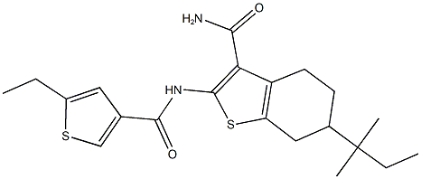 2-{[(5-ethyl-3-thienyl)carbonyl]amino}-6-tert-pentyl-4,5,6,7-tetrahydro-1-benzothiophene-3-carboxamide 结构式