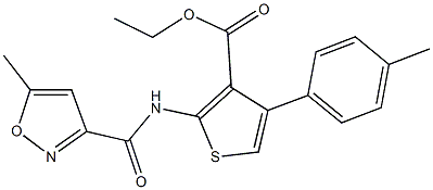 ethyl 2-{[(5-methyl-3-isoxazolyl)carbonyl]amino}-4-(4-methylphenyl)-3-thiophenecarboxylate 结构式