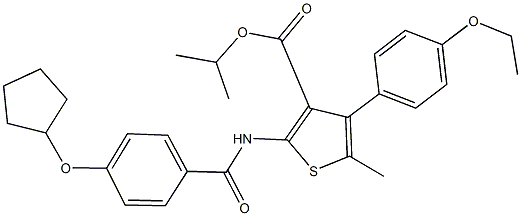 isopropyl 2-{[4-(cyclopentyloxy)benzoyl]amino}-4-(4-ethoxyphenyl)-5-methyl-3-thiophenecarboxylate 结构式