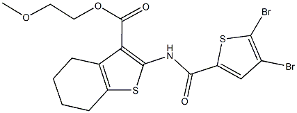 2-methoxyethyl 2-{[(4,5-dibromo-2-thienyl)carbonyl]amino}-4,5,6,7-tetrahydro-1-benzothiophene-3-carboxylate 结构式