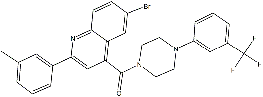 6-bromo-2-(3-methylphenyl)-4-({4-[3-(trifluoromethyl)phenyl]-1-piperazinyl}carbonyl)quinoline 结构式