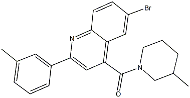 6-bromo-2-(3-methylphenyl)-4-[(3-methyl-1-piperidinyl)carbonyl]quinoline 结构式