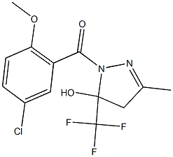 1-(5-chloro-2-methoxybenzoyl)-3-methyl-5-(trifluoromethyl)-4,5-dihydro-1H-pyrazol-5-ol 结构式