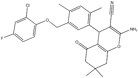 2-amino-4-{5-[(2-chloro-4-fluorophenoxy)methyl]-2,4-dimethylphenyl}-7,7-dimethyl-5-oxo-5,6,7,8-tetrahydro-4H-chromene-3-carbonitrile 结构式