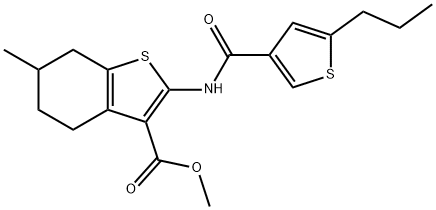 methyl 6-methyl-2-{[(5-propyl-3-thienyl)carbonyl]amino}-4,5,6,7-tetrahydro-1-benzothiophene-3-carboxylate 结构式