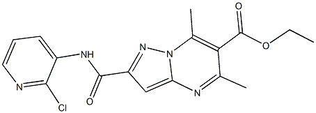 ethyl 2-{[(2-chloro-3-pyridinyl)amino]carbonyl}-5,7-dimethylpyrazolo[1,5-a]pyrimidine-6-carboxylate 结构式