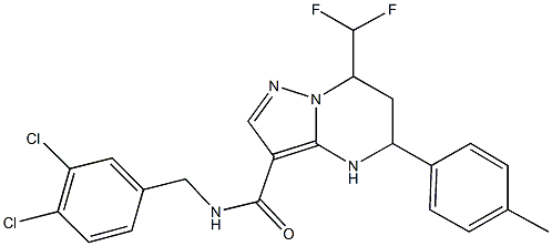 N-(3,4-dichlorobenzyl)-7-(difluoromethyl)-5-(4-methylphenyl)-4,5,6,7-tetrahydropyrazolo[1,5-a]pyrimidine-3-carboxamide 结构式