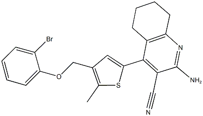 2-amino-4-{4-[(2-bromophenoxy)methyl]-5-methyl-2-thienyl}-5,6,7,8-tetrahydro-3-quinolinecarbonitrile 结构式