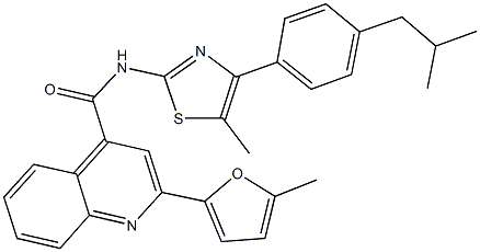 N-[4-(4-isobutylphenyl)-5-methyl-1,3-thiazol-2-yl]-2-(5-methyl-2-furyl)-4-quinolinecarboxamide 结构式