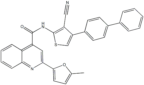 N-(4-[1,1'-biphenyl]-4-yl-3-cyano-2-thienyl)-2-(5-methyl-2-furyl)-4-quinolinecarboxamide 结构式