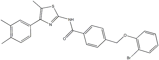 4-[(2-bromophenoxy)methyl]-N-[4-(3,4-dimethylphenyl)-5-methyl-1,3-thiazol-2-yl]benzamide 结构式