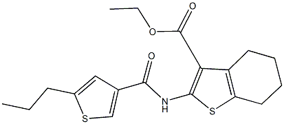 ethyl 2-{[(5-propyl-3-thienyl)carbonyl]amino}-4,5,6,7-tetrahydro-1-benzothiophene-3-carboxylate 结构式