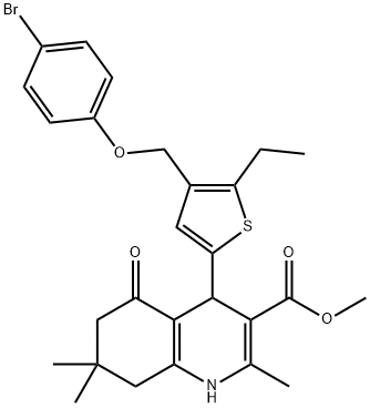 methyl 4-{4-[(4-bromophenoxy)methyl]-5-ethyl-2-thienyl}-2,7,7-trimethyl-5-oxo-1,4,5,6,7,8-hexahydro-3-quinolinecarboxylate 结构式