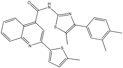 N-[4-(3,4-dimethylphenyl)-5-methyl-1,3-thiazol-2-yl]-2-(5-methyl-2-thienyl)-4-quinolinecarboxamide 结构式