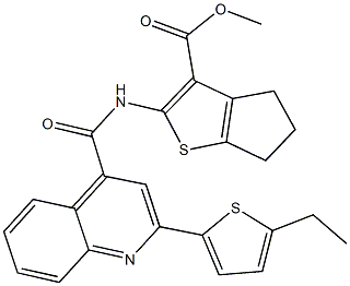 methyl 2-({[2-(5-ethyl-2-thienyl)-4-quinolinyl]carbonyl}amino)-5,6-dihydro-4H-cyclopenta[b]thiophene-3-carboxylate 结构式