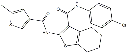 N-(4-chlorophenyl)-2-{[(5-methyl-3-thienyl)carbonyl]amino}-4,5,6,7-tetrahydro-1-benzothiophene-3-carboxamide 结构式