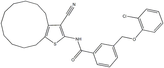 3-[(2-chlorophenoxy)methyl]-N-(3-cyano-4,5,6,7,8,9,10,11,12,13-decahydrocyclododeca[b]thien-2-yl)benzamide 结构式