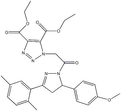 diethyl 1-{2-[3-(2,5-dimethylphenyl)-5-(4-methoxyphenyl)-4,5-dihydro-1H-pyrazol-1-yl]-2-oxoethyl}-1H-1,2,3-triazole-4,5-dicarboxylate 结构式