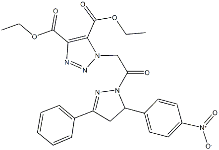 diethyl 1-[2-(5-{4-nitrophenyl}-3-phenyl-4,5-dihydro-1H-pyrazol-1-yl)-2-oxoethyl]-1H-1,2,3-triazole-4,5-dicarboxylate 结构式