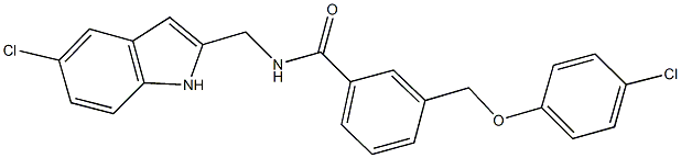 N-[(5-chloro-1H-indol-2-yl)methyl]-3-[(4-chlorophenoxy)methyl]benzamide 结构式