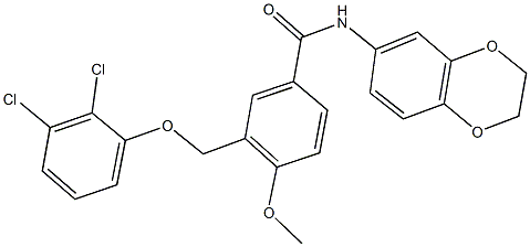3-[(2,3-dichlorophenoxy)methyl]-N-(2,3-dihydro-1,4-benzodioxin-6-yl)-4-methoxybenzamide 结构式