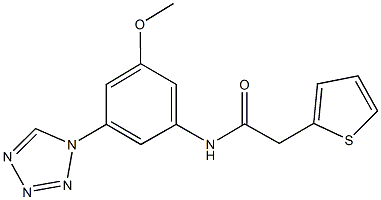 N-[3-methoxy-5-(1H-tetraazol-1-yl)phenyl]-2-(2-thienyl)acetamide 结构式