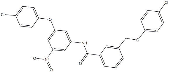 N-{3-(4-chlorophenoxy)-5-nitrophenyl}-3-[(4-chlorophenoxy)methyl]benzamide 结构式