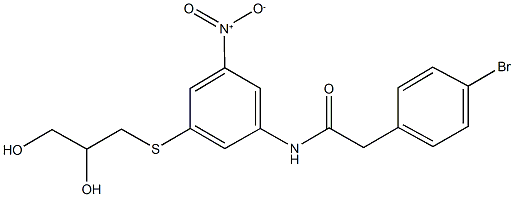 2-(4-bromophenyl)-N-{3-[(2,3-dihydroxypropyl)sulfanyl]-5-nitrophenyl}acetamide 结构式