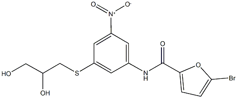 5-bromo-N-{3-[(2,3-dihydroxypropyl)sulfanyl]-5-nitrophenyl}-2-furamide 结构式