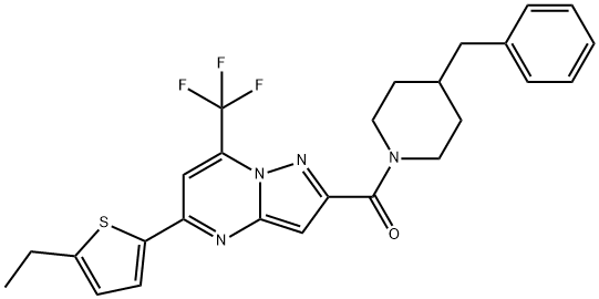 2-[(4-benzyl-1-piperidinyl)carbonyl]-5-(5-ethyl-2-thienyl)-7-(trifluoromethyl)pyrazolo[1,5-a]pyrimidine 结构式