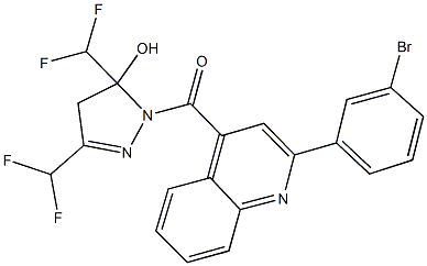 1-{[2-(3-bromophenyl)-4-quinolinyl]carbonyl}-3,5-bis(difluoromethyl)-4,5-dihydro-1H-pyrazol-5-ol 结构式