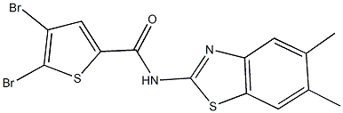 4,5-dibromo-N-(5,6-dimethyl-1,3-benzothiazol-2-yl)-2-thiophenecarboxamide 结构式