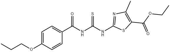 ethyl 4-methyl-2-({[(4-propoxybenzoyl)amino]carbothioyl}amino)-1,3-thiazole-5-carboxylate 结构式