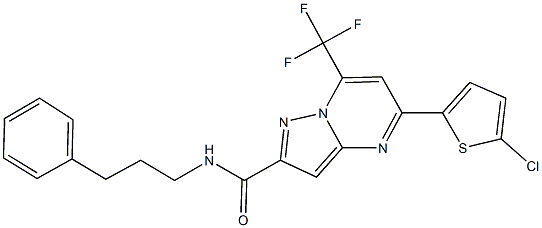 5-(5-chloro-2-thienyl)-N-(3-phenylpropyl)-7-(trifluoromethyl)pyrazolo[1,5-a]pyrimidine-2-carboxamide 结构式