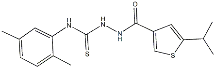 N-(2,5-dimethylphenyl)-2-[(5-isopropyl-3-thienyl)carbonyl]hydrazinecarbothioamide 结构式