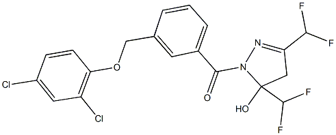 1-{3-[(2,4-dichlorophenoxy)methyl]benzoyl}-3,5-bis(difluoromethyl)-4,5-dihydro-1H-pyrazol-5-ol 结构式