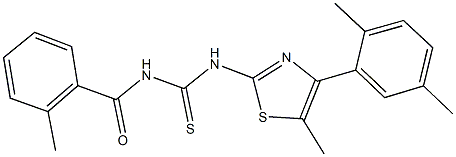 N-[4-(2,5-dimethylphenyl)-5-methyl-1,3-thiazol-2-yl]-N'-(2-methylbenzoyl)thiourea 结构式