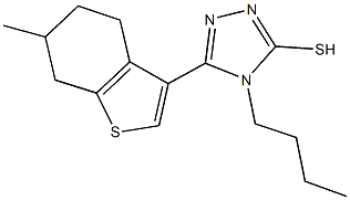 4-butyl-5-(6-methyl-4,5,6,7-tetrahydro-1-benzothien-3-yl)-4H-1,2,4-triazol-3-yl hydrosulfide 结构式