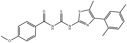 N-[4-(2,5-dimethylphenyl)-5-methyl-1,3-thiazol-2-yl]-N'-(4-methoxybenzoyl)thiourea 结构式