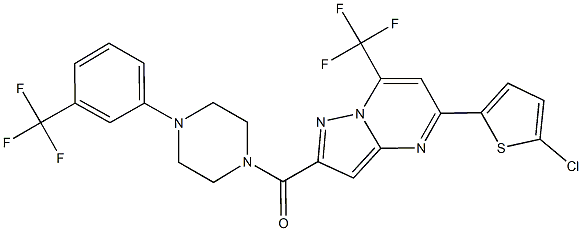 5-(5-chloro-2-thienyl)-7-(trifluoromethyl)-2-({4-[3-(trifluoromethyl)phenyl]-1-piperazinyl}carbonyl)pyrazolo[1,5-a]pyrimidine 结构式