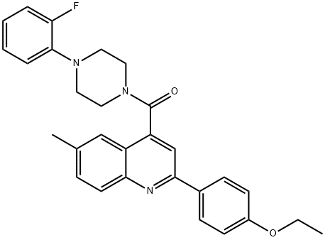 ethyl 4-(4-{[4-(2-fluorophenyl)-1-piperazinyl]carbonyl}-6-methyl-2-quinolinyl)phenyl ether 结构式