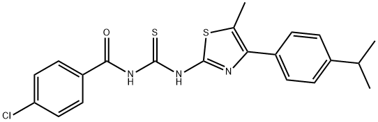 N-(4-chlorobenzoyl)-N'-[4-(4-isopropylphenyl)-5-methyl-1,3-thiazol-2-yl]thiourea 结构式